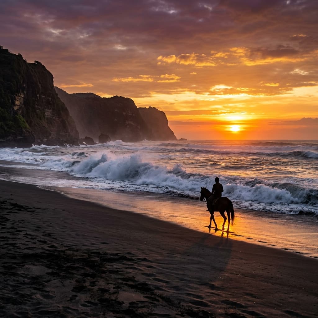 Pantai Parangtritis saat matahari terbenam
