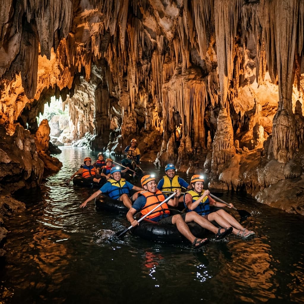 Cave tubing menyusuri Goa Pindul